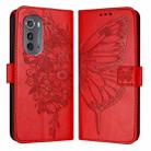 For Motorola Edge 2022 / Edge+ 5G UW 2022 Embossed Butterfly Leather Phone Case(Red) - 1