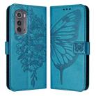 For Motorola Edge 2022 / Edge+ 5G UW 2022 Embossed Butterfly Leather Phone Case(Blue) - 1