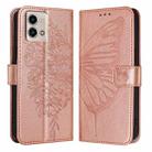 For Motorola Moto G Stylus 4G 2023 Embossed Butterfly Leather Phone Case(Rose Gold) - 1