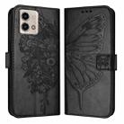 For Motorola Moto G Stylus 4G 2023 Embossed Butterfly Leather Phone Case(Black) - 1