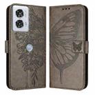 For Motorola Edge 50 Fusion Embossed Butterfly Leather Phone Case(Grey) - 2