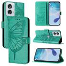 For Motorola Edge 50 Fusion Embossed Butterfly Leather Phone Case(Green) - 1