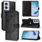 For Motorola Edge 50 Fusion Embossed Butterfly Leather Phone Case(Black) - 1