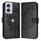 For Motorola Edge 50 Fusion Embossed Butterfly Leather Phone Case(Black) - 2