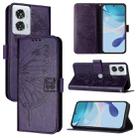 For Motorola Edge 50 Fusion Embossed Butterfly Leather Phone Case(Dark Purple) - 1