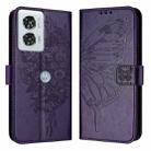 For Motorola Edge 50 Fusion Embossed Butterfly Leather Phone Case(Dark Purple) - 2