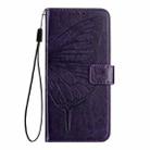 For Motorola Edge 50 Fusion Embossed Butterfly Leather Phone Case(Dark Purple) - 3