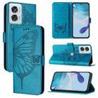 For Motorola Edge 50 Fusion Embossed Butterfly Leather Phone Case(Blue) - 1