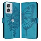 For Motorola Edge 50 Fusion Embossed Butterfly Leather Phone Case(Blue) - 2