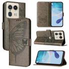 For Motorola Edge 50 Ultra Embossed Butterfly Leather Phone Case(Grey) - 1