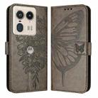 For Motorola Edge 50 Ultra Embossed Butterfly Leather Phone Case(Grey) - 2