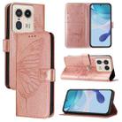 For Motorola Edge 50 Ultra Embossed Butterfly Leather Phone Case(Rose Gold) - 1