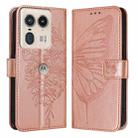 For Motorola Edge 50 Ultra Embossed Butterfly Leather Phone Case(Rose Gold) - 2