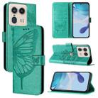 For Motorola Edge 50 Ultra Embossed Butterfly Leather Phone Case(Green) - 1