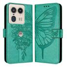 For Motorola Edge 50 Ultra Embossed Butterfly Leather Phone Case(Green) - 2