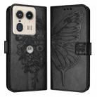For Motorola Edge 50 Ultra Embossed Butterfly Leather Phone Case(Black) - 2