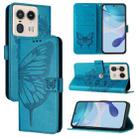 For Motorola Edge 50 Ultra Embossed Butterfly Leather Phone Case(Blue) - 1