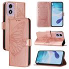 For Motorola Moto E14 Embossed Butterfly Leather Phone Case(Rose Gold) - 1