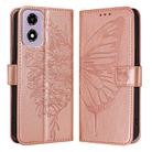 For Motorola Moto E14 Embossed Butterfly Leather Phone Case(Rose Gold) - 2