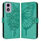 For Motorola Moto E14 Embossed Butterfly Leather Phone Case(Green) - 2