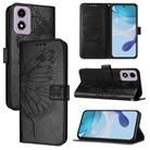 For Motorola Moto E14 Embossed Butterfly Leather Phone Case(Black) - 1