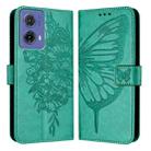 For Motorola Moto G85 Embossed Butterfly Leather Phone Case(Green) - 2