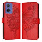 For Motorola Moto G85 Embossed Butterfly Leather Phone Case(Red) - 2