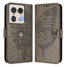 For Motorola Edge 50 5G Embossed Butterfly Leather Phone Case(Grey) - 2