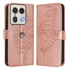 For Motorola Edge 50 5G Embossed Butterfly Leather Phone Case(Rose Gold) - 2