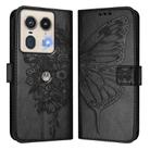 For Motorola Edge 50 5G Embossed Butterfly Leather Phone Case(Black) - 2