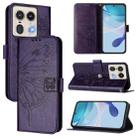 For Motorola Edge 50 5G Embossed Butterfly Leather Phone Case(Dark Purple) - 1