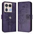 For Motorola Edge 50 5G Embossed Butterfly Leather Phone Case(Dark Purple) - 2