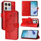 For Motorola Edge 50 5G Embossed Butterfly Leather Phone Case(Red) - 1