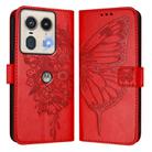 For Motorola Edge 50 5G Embossed Butterfly Leather Phone Case(Red) - 2