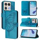 For Motorola Edge 50 5G Embossed Butterfly Leather Phone Case(Blue) - 1