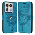 For Motorola Edge 50 5G Embossed Butterfly Leather Phone Case(Blue) - 2