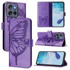 For Motorola Moto G Stylus 5G 2025 Embossed Butterfly Leather Phone Case(Purple) - 1