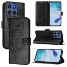 For Motorola Edge 5G 2025 / 60 Fusion 5G Embossed Butterfly Leather Phone Case(Black) - 1