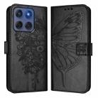 For Motorola Edge 5G 2025 / 60 Fusion 5G Embossed Butterfly Leather Phone Case(Black) - 2