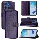 For Motorola Edge 5G 2025 / 60 Fusion 5G Embossed Butterfly Leather Phone Case(Dark Purple) - 1