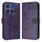 For Motorola Edge 5G 2025 / 60 Fusion 5G Embossed Butterfly Leather Phone Case(Dark Purple) - 2