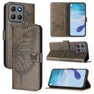 For Motorola Moto G15 / G15 Power Embossed Butterfly Leather Phone Case(Grey) - 1