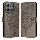For Motorola Moto G15 / G15 Power Embossed Butterfly Leather Phone Case(Grey) - 2