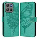 For Motorola Moto G15 / G15 Power Embossed Butterfly Leather Phone Case(Green) - 2