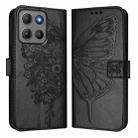 For Motorola Moto G15 / G15 Power Embossed Butterfly Leather Phone Case(Black) - 2