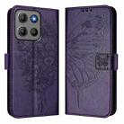 For Motorola Moto G15 / G15 Power Embossed Butterfly Leather Phone Case(Dark Purple) - 2