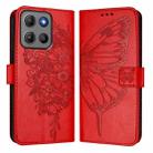 For Motorola Moto G15 / G15 Power Embossed Butterfly Leather Phone Case(Red) - 2