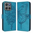For Motorola Moto G15 / G15 Power Embossed Butterfly Leather Phone Case(Blue) - 2