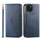 For iPhone 15 Plus Cubic Grid Calf Texture Magnetic Leather Phone Case(Blue) - 1