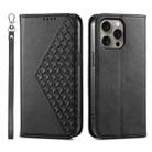 For iPhone 16 Pro Max Cubic Grid Calf Texture Magnetic Leather Phone Case(Black) - 1